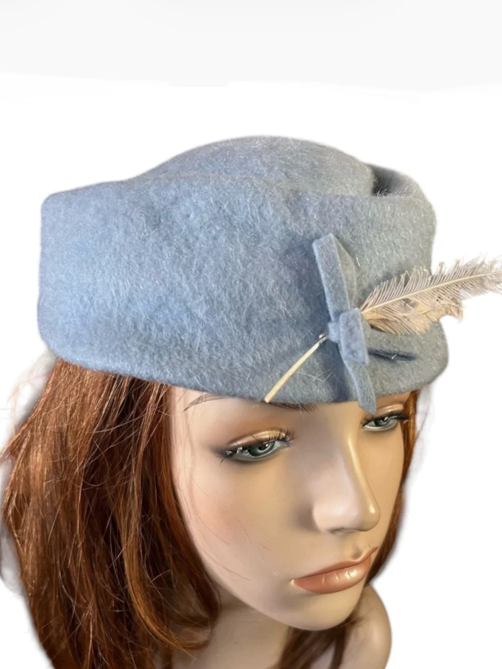 Vintage Baby Blue Pillbox-like Hat